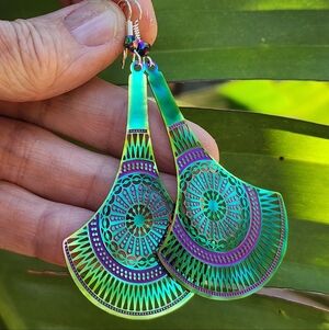 STUNNING J CREW Large Lightweight Earrings Rainbow Hypoallergenic